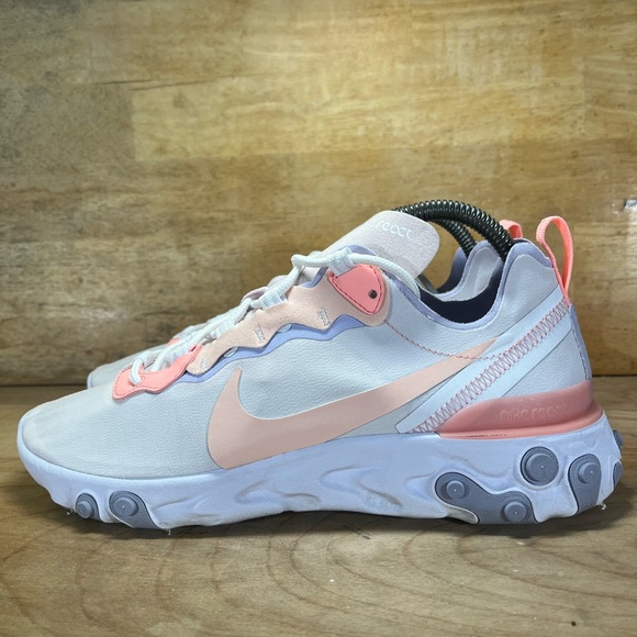 Nike React Element 55 Womens Size 9.5 Running Shoes Sneakers Peach/Cream - Picture 3 of 8